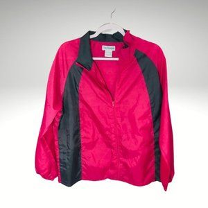 90s Vintage Windbreaker Bright Pink and Grey Large